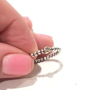 Pandora silver and gold ring with diamond.